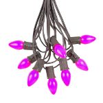 100 C7 String Light Set with Purple Ceramic Bulbs on Brown Wire