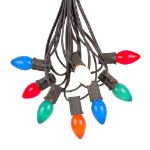 100 C7 String Light Set with Multi Colored Ceramic Bulbs on Brown Wire