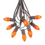 100 C7 String Light Set with Orange Ceramic Bulbs on Brown Wire
