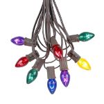 25 Light String Set with Assorted Transparent C7 Bulbs on Brown Wire 
