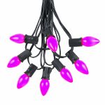 25 Light String Set with Purple Ceramic C7 Bulbs on Black Wire