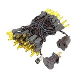 Yellow Christmas Mini Lights 50 Light on Brown Wire 11 Feet Long