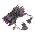 Purple Christmas Mini Lights 50 Light on Brown Wire 11 Feet Long