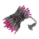 Purple Christmas Mini Lights 50 Light on Brown Wire 11 Feet Long
