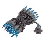 Teal Christmas Mini Lights 50 Light on Brown Wire 11 Feet Long