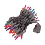 Multi Colored Christmas Mini Lights 50 Light on Brown Wire 11 Feet Long