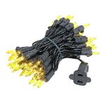 Yellow Christmas Mini Lights 50 Light on Black Wire 11 Feet Long
