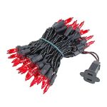 Red Christmas Mini Lights 50 Light on Black Wire 11 Feet Long
