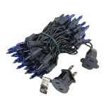 Black Wire Blue Christmas Mini Lights 50 Light 11 Feet Long