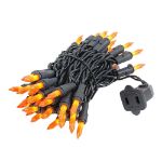 Black Wire Frosted Orange Christmas Mini Lights 50 Light 11 Feet Long