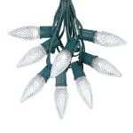 25 Light String Set with Pure White LED C9 Bulbs on Green Wire