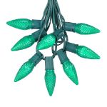 25 Light String Set with Green LED C9 Bulbs on Green Wire