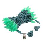 Green 70 LED C6 Strawberry Mini Lights Commercial Grade on Green Wire