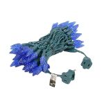 Blue 70 LED C6 Strawberry Mini Lights Commercial Grade on Green Wire