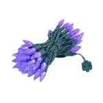 Purple 70 LED C6 Strawberry Mini Lights Commercial Grade on Green Wire