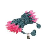 Pink 70 LED C6 Strawberry Mini Lights Commercial Grade on Green Wire