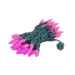 Pink 70 LED C6 Strawberry Mini Lights Commercial Grade on Green Wire