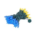 Yellow and Blue 70 LED C6 Strawberry Mini Lights Commercial Grade Green Wire