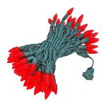Red 100 LED C6 Strawberry Mini Lights Commercial Grade Green Wire
