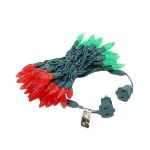 Red and Green 70 LED C6 Strawberry Mini Lights Commercial Grade Green Wire