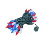 Red White & Blue 70 LED C6 Strawberry Mini Lights Commercial Grade on Green Wire