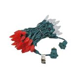 Red and White 70 LED C6 Strawberry Mini Lights Commercial Grade Green Wire
