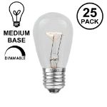 25 Pack of Clear S14 11 Watt Bulbs Medium Base e26 