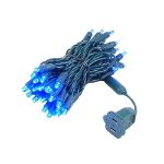 50 LED Blue LED Christmas Lights 11' Long on Green Wire