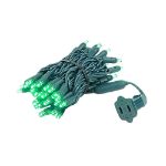 50 LED Green LED Christmas Lights 11' Long on Green Wire
