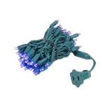 50 LED Purple LED Christmas Lights 11' Long on Green Wire