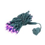 50 LED Pink LED Christmas Lights 11' Long on Green Wire