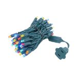 50 LED Multi LED Christmas Lights 11' Long on Green Wire