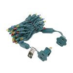 50 LED Multi LED Christmas Lights 11' Long on Green Wire