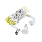 50 LED Yellow LED Christmas Lights 11' Long on White Wire
