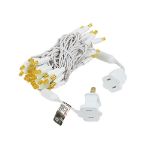 50 LED Amber LED Christmas Lights 11' Long on White Wire 