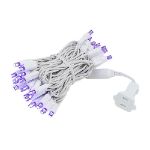 50 LED Purple LED Christmas Lights 11' Long on White Wire