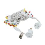 50 LED Multi LED Christmas Lights 11' Long on White Wire