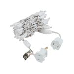 50 LED Pure White LED Christmas Lights 11' Long on White Wire