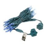 35 Light Traditional T5 Blue LED Mini Lights Green Wire
