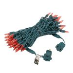 70 Light Traditional T5 Red LED Mini Lights Green Wire