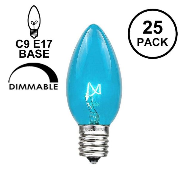 Teal Transparent C9 7 Watt Replacement Bulbs 25 Pack