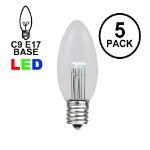 Pure White Smooth Glass C9 LED Bulbs - 5pk