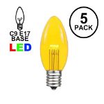 Yellow Smooth Glass C9 LED Bulbs - 5pk