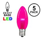 Pink Smooth Glass C9 LED Bulbs - 5pk