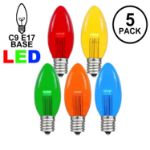 Assorted Smooth Glass C9 LED Bulbs - 5pk