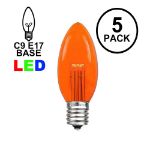 Amber (Orange) Smooth Glass C9 LED Bulbs - 5pk