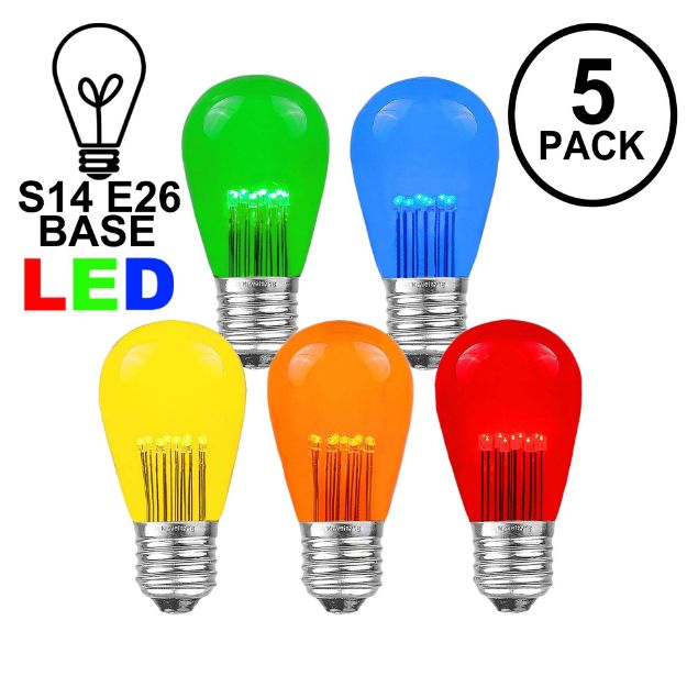Multi S14 LED Medium Base e26 Bulbs w/ 9 LEDs - 5pk