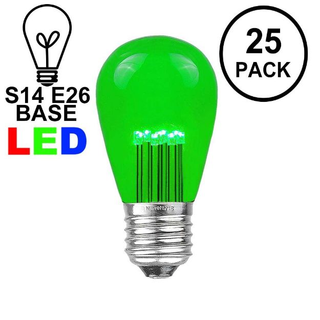 Green S14 LED Medium Base e26 Bulbs w/ 9 LEDs - 25pk
