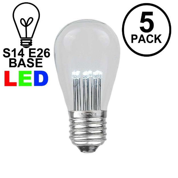 Pure White S14 LED Medium Base e26 Bulbs w/ 9 LEDs - 5pk