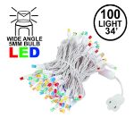 Commercial Grade Wide Angle 100 LED Multi 34' Long White Wire